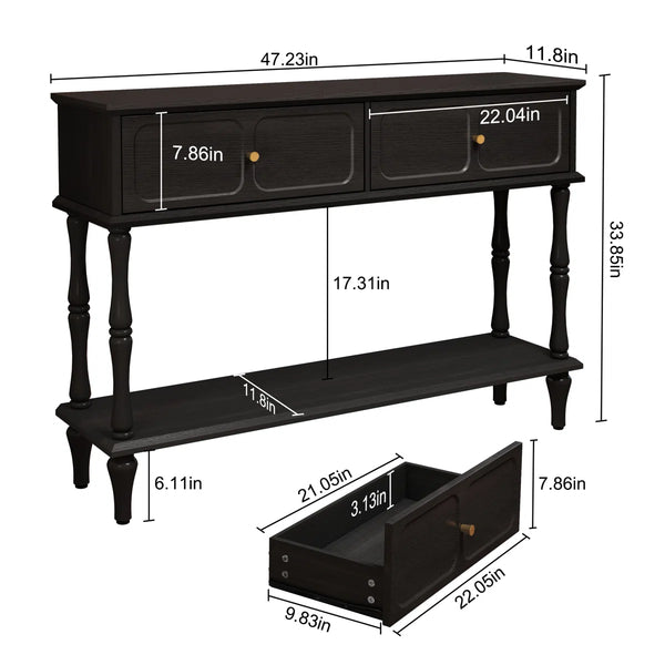 Mid-Century Modern Console Table with 2 Drawers for Entryway & Living Room  Wooden Bazar