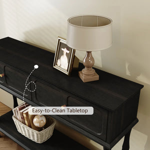 Mid-Century Modern Console Table with 2 Drawers for Entryway & Living Room  Wooden Bazar