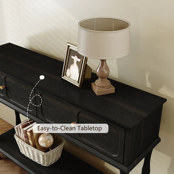 Mid-Century Modern Console Table with 2 Drawers for Entryway & Living Room  Wooden Bazar