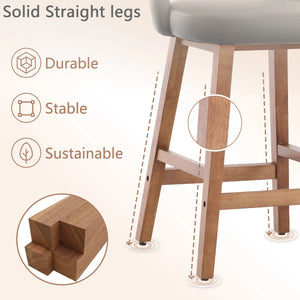 Mid-Century Modern Armless Upholstered Counter Stool (Set of 2)  Wooden Bazar