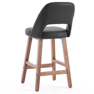 Mid-Century Modern Armless Upholstered Counter Stool (Set of 2)  Wooden Bazar