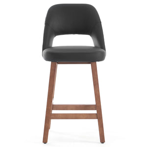 Mid-Century Modern Armless Upholstered Counter Stool (Set of 2)  Wooden Bazar