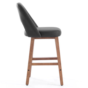 Mid-Century Modern Armless Upholstered Counter Stool (Set of 2)  Wooden Bazar