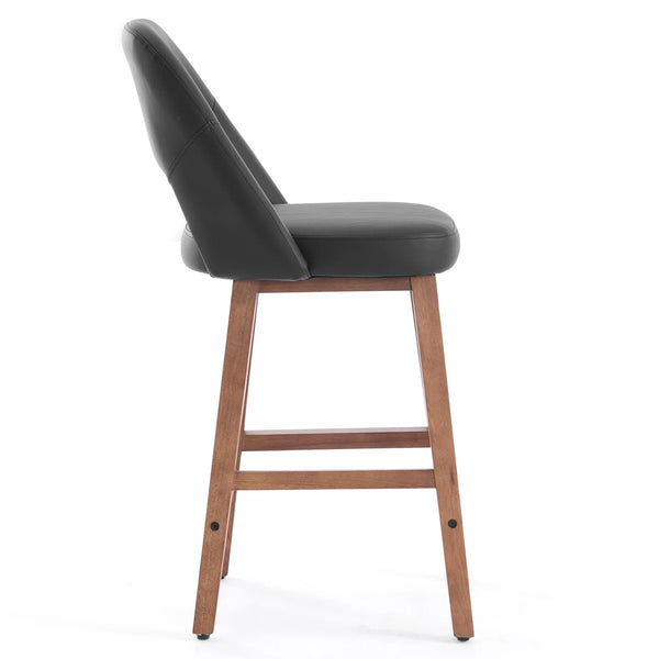 Mid-Century Modern Armless Upholstered Counter Stool (Set of 2)  Wooden Bazar