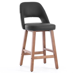 Mid-Century Modern Armless Upholstered Counter Stool (Set of 2)  Wooden Bazar