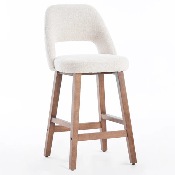 Mid-Century Modern Armless Upholstered Counter Stool (Set of 2)  Wooden Bazar