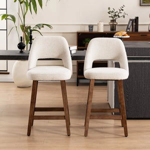 Mid-Century Modern Armless Upholstered Counter Stool (Set of 2)  Wooden Bazar
