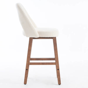 Mid-Century Modern Armless Upholstered Counter Stool (Set of 2)  Wooden Bazar