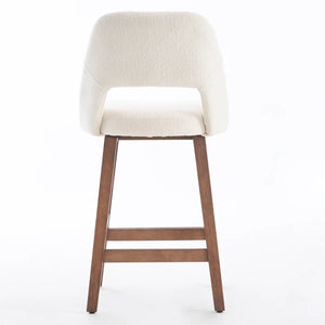 Mid-Century Modern Armless Upholstered Counter Stool (Set of 2)  Wooden Bazar