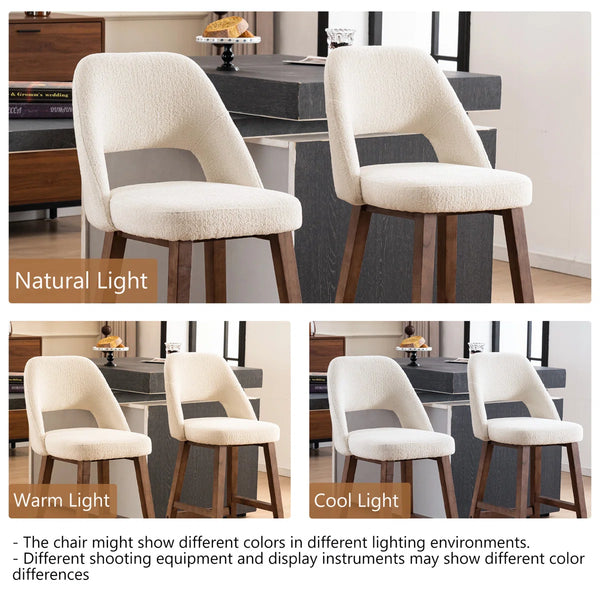 Mid-Century Modern Armless Upholstered Counter Stool (Set of 2)  Wooden Bazar