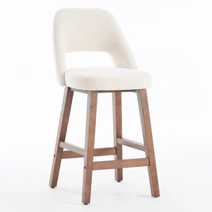 Mid-Century Modern Armless Upholstered Counter Stool (Set of 2)  Wooden Bazar