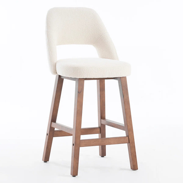 Mid-Century Modern Armless Upholstered Counter Stool (Set of 2)  Wooden Bazar