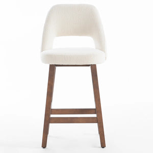 Mid-Century Modern Armless Upholstered Counter Stool (Set of 2)  Wooden Bazar