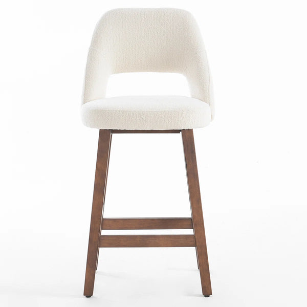 Mid-Century Modern Armless Upholstered Counter Stool (Set of 2)  Wooden Bazar