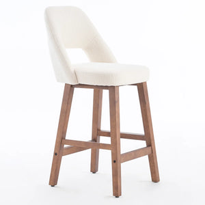 Mid-Century Modern Armless Upholstered Counter Stool (Set of 2)  Wooden Bazar
