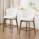 Mid-Century Modern Counter Stool, Fabric Upholstered Barstool with Wingback, Armless Counter Height Bar Stool With Wood Legs, Metal Footrest, For Kitchen Island Bar Counter, Navy, Set of 2  Wooden Bazar