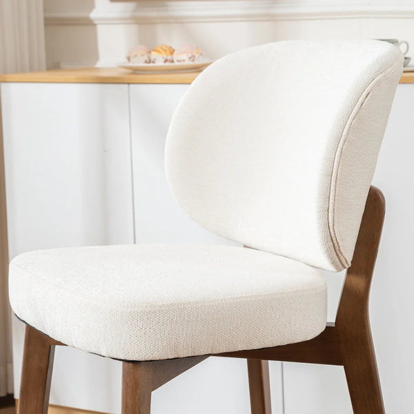 Mid-Century Modern Counter Stool, Fabric Upholstered Barstool with Wingback, Armless Counter Height Bar Stool With Wood Legs, Metal Footrest, For Kitchen Island Bar Counter, Navy, Set of 2  Wooden Bazar