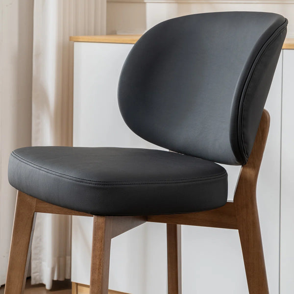 Mid-Century Modern Counter Stool, Fabric Upholstered Barstool with Wingback, Armless Counter Height Bar Stool With Wood Legs, Metal Footrest, For Kitchen Island Bar Counter, Navy, Set of 2  Wooden Bazar