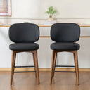 Mid-Century Modern Counter Stool, Fabric Upholstered Barstool with Wingback, Armless Counter Height Bar Stool With Wood Legs, Metal Footrest, For Kitchen Island Bar Counter, Navy, Set of 2  Wooden Bazar