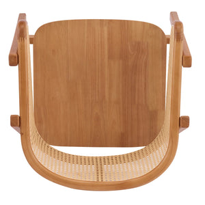 Mid-Century Modern Rubberwood Dining Chairs with Cane Back and Armrests  Wooden Bazar