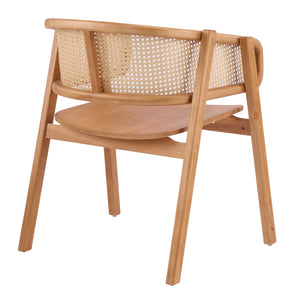 Mid-Century Modern Rubberwood Dining Chairs with Cane Back and Armrests  Wooden Bazar