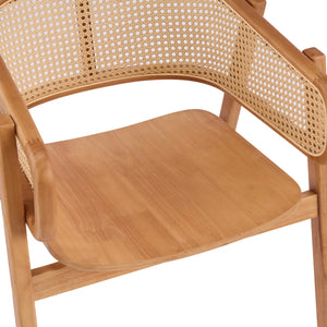 Mid-Century Modern Rubberwood Dining Chairs with Cane Back and Armrests  Wooden Bazar