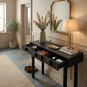 Mid-Century Modern Console Table with Solid Wood Legs for Entryway & Living Room  Wooden Bazar