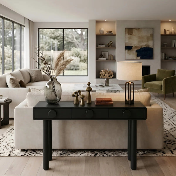 Mid-Century Modern Console Table with Solid Wood Legs for Entryway & Living Room  Wooden Bazar