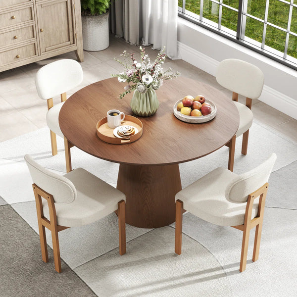 Mid Century Wooden Round Pedestal Dining Table Sets