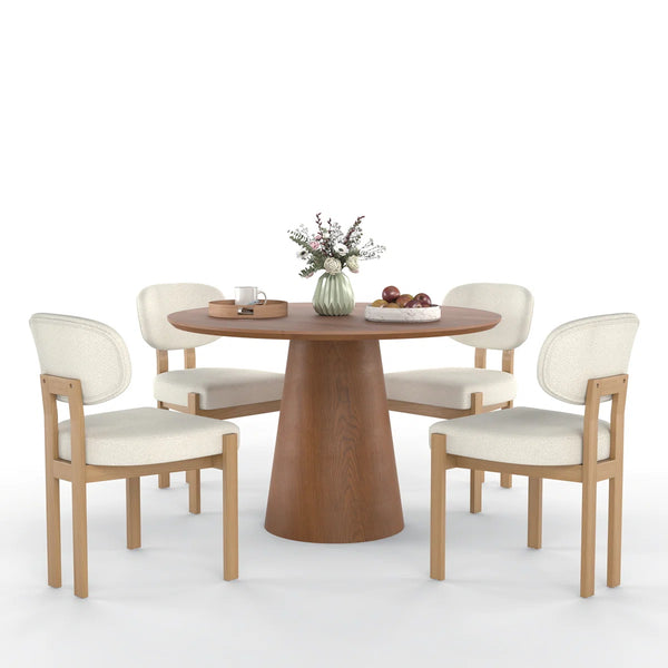 Mid Century Wooden Round Pedestal Dining Table Sets