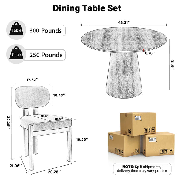 Mid Century Wooden Round Pedestal Dining Table Sets