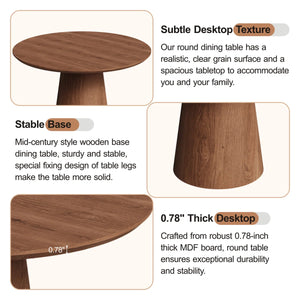 Mid Century Wooden Round Pedestal Dining Table Sets