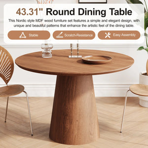 Mid Century Wooden Round Pedestal Dining Table Sets
