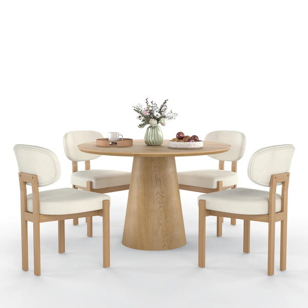 Mid Century Wooden Round Pedestal Dining Table Sets