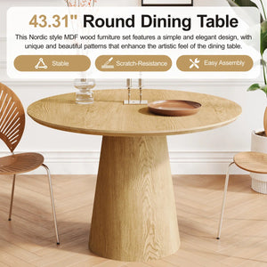 Mid Century Wooden Round Pedestal Dining Table Sets