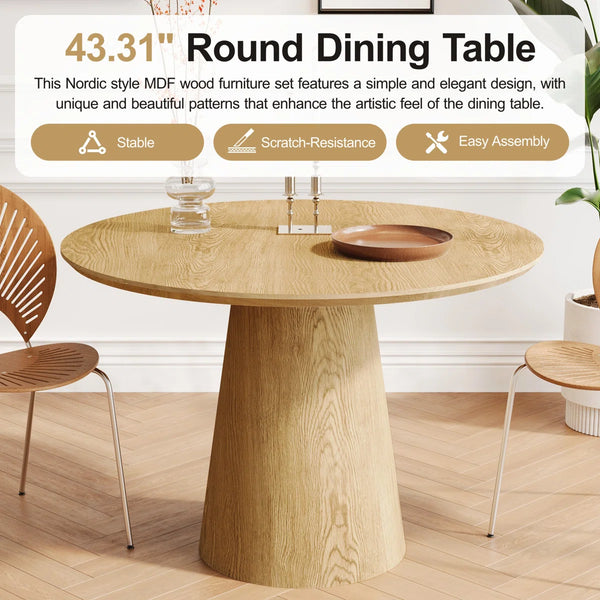 Mid Century Wooden Round Pedestal Dining Table Sets