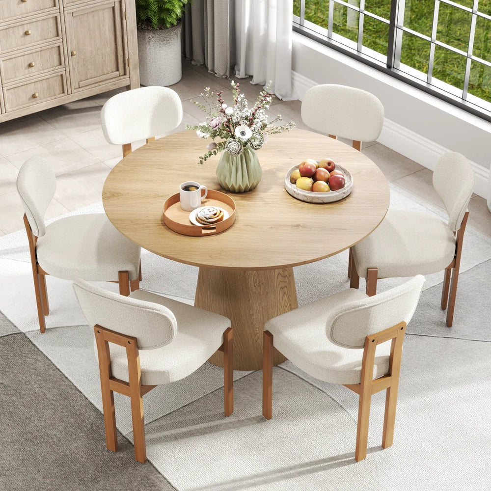 Mid Century Wooden Round Pedestal Dining Table Sets