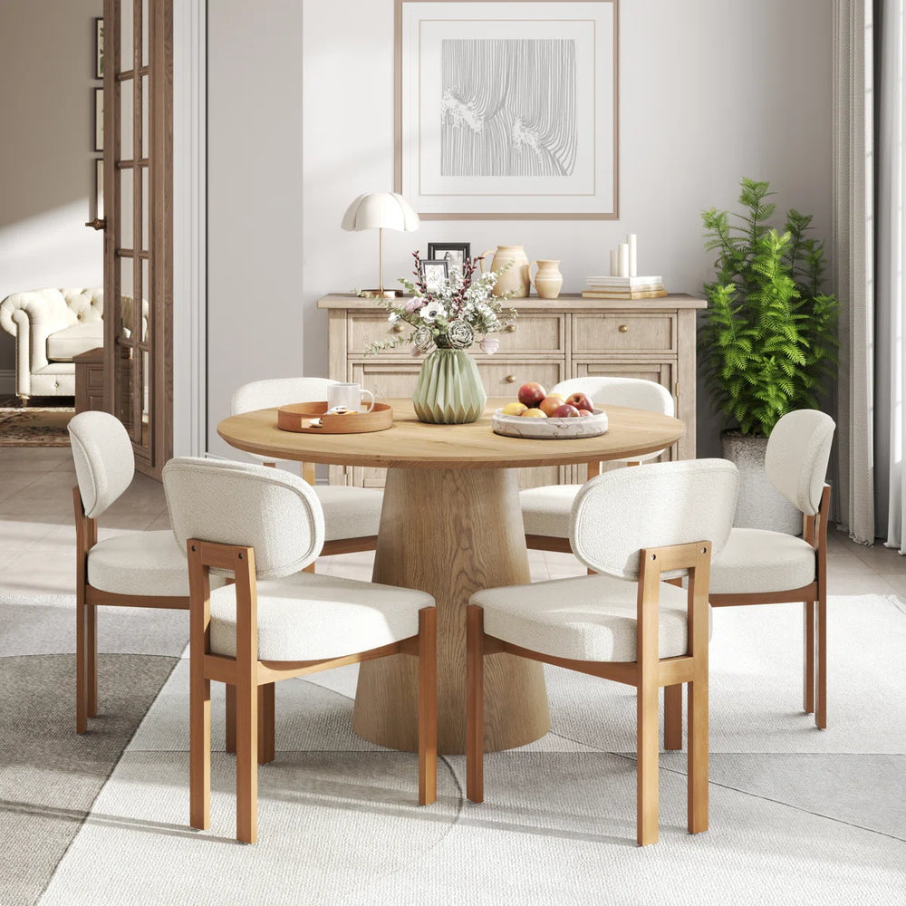 Mid Century Wooden Round Pedestal Dining Table Sets