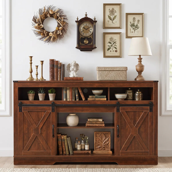 TV Media Console with Adjustable Shelf for Living Room  Wooden Bazar
