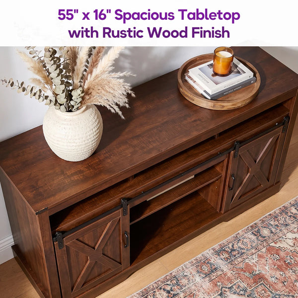 TV Media Console with Adjustable Shelf for Living Room  Wooden Bazar