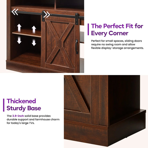 TV Media Console with Adjustable Shelf for Living Room  Wooden Bazar