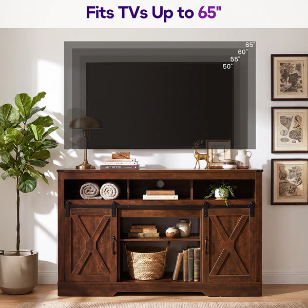TV Media Console with Adjustable Shelf for Living Room  Wooden Bazar