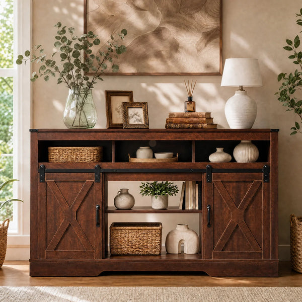 TV Media Console with Adjustable Shelf for Living Room  Wooden Bazar