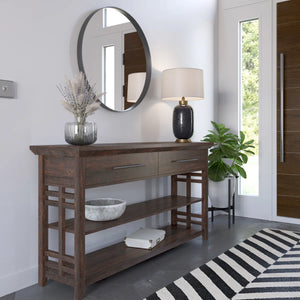 Console Table with 2 Drawers and 2 Open Shelves for Entryway, Hallway & Living Room  Wooden Bazar