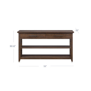 Console Table with 2 Drawers and 2 Open Shelves for Entryway, Hallway & Living Room  Wooden Bazar