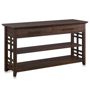 Console Table with 2 Drawers and 2 Open Shelves for Entryway, Hallway & Living Room  Wooden Bazar