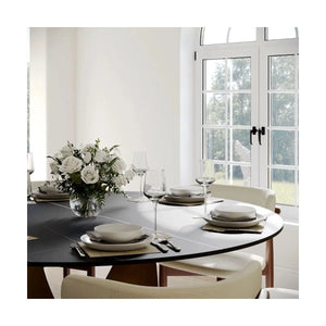 Kenoos Round Sintered Stone Dining Table Set with Chairs - Wooden Bazar