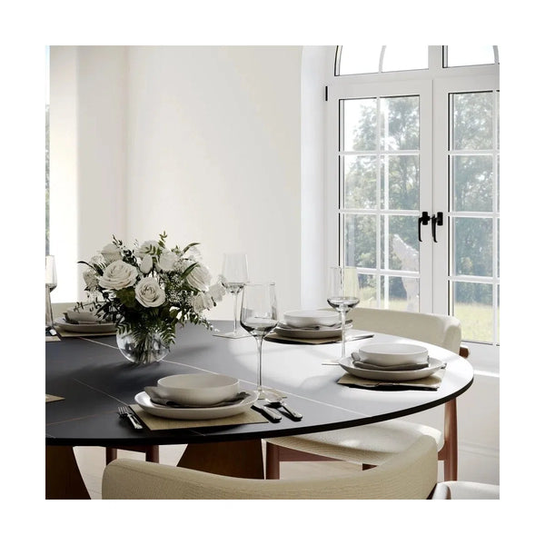 Kenoos Round Sintered Stone Dining Table Set with Chairs - Wooden Bazar