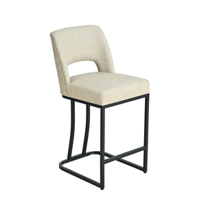 Modern Counter Height Barstools with Cutout Back, Comfy Faux Leather Kitchen Island Stool with Metal Frame, Set of 2  Wooden Bazar