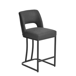 Modern Counter Height Barstools with Cutout Back, Comfy Faux Leather Kitchen Island Stool with Metal Frame, Set of 2  Wooden Bazar